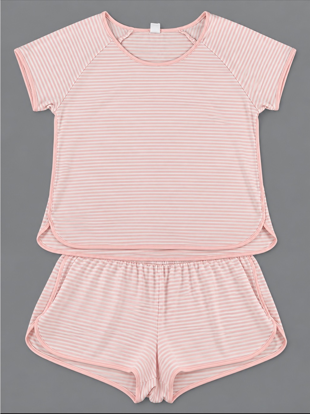 Soft Pink Striped Short Sleeve Pajama Set by